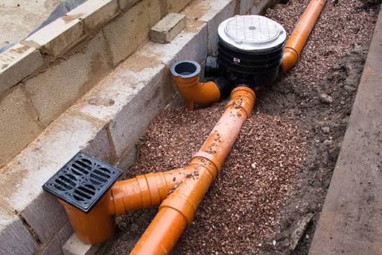 Underground drainage run and gully connection